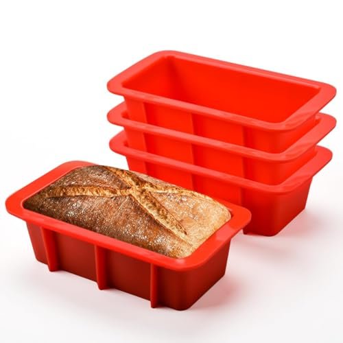 Silicone Mini Bread Loaf Pans for Baking, Small Loaf Pan Set of 4, 2